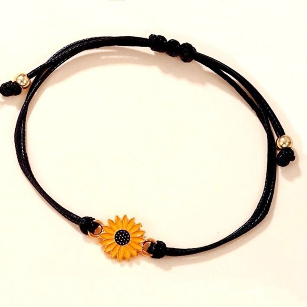 Allyson Aurora Sunflower Double Leather Strand Bracelet Gift Packaged